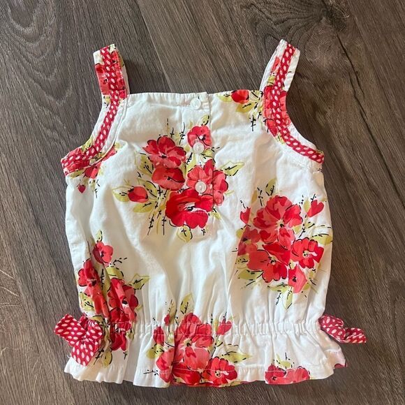 Janie and Jack Floral Girl Tank Top blouse size 12-18 months - Picture 1 of 4